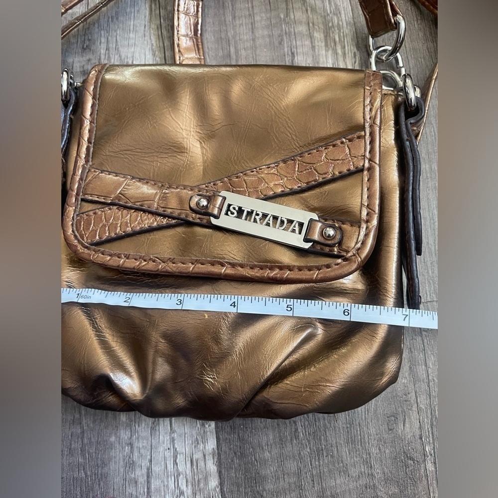 STRADA Italy gold metallic bronze crossbody bag resort boho western whimsical - Picture 8 of 9
